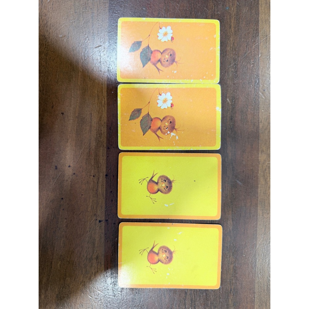 Vintage Bird Game Cards Set of 4 Retro Chick Ephemera Junk Journal CraftSupplies